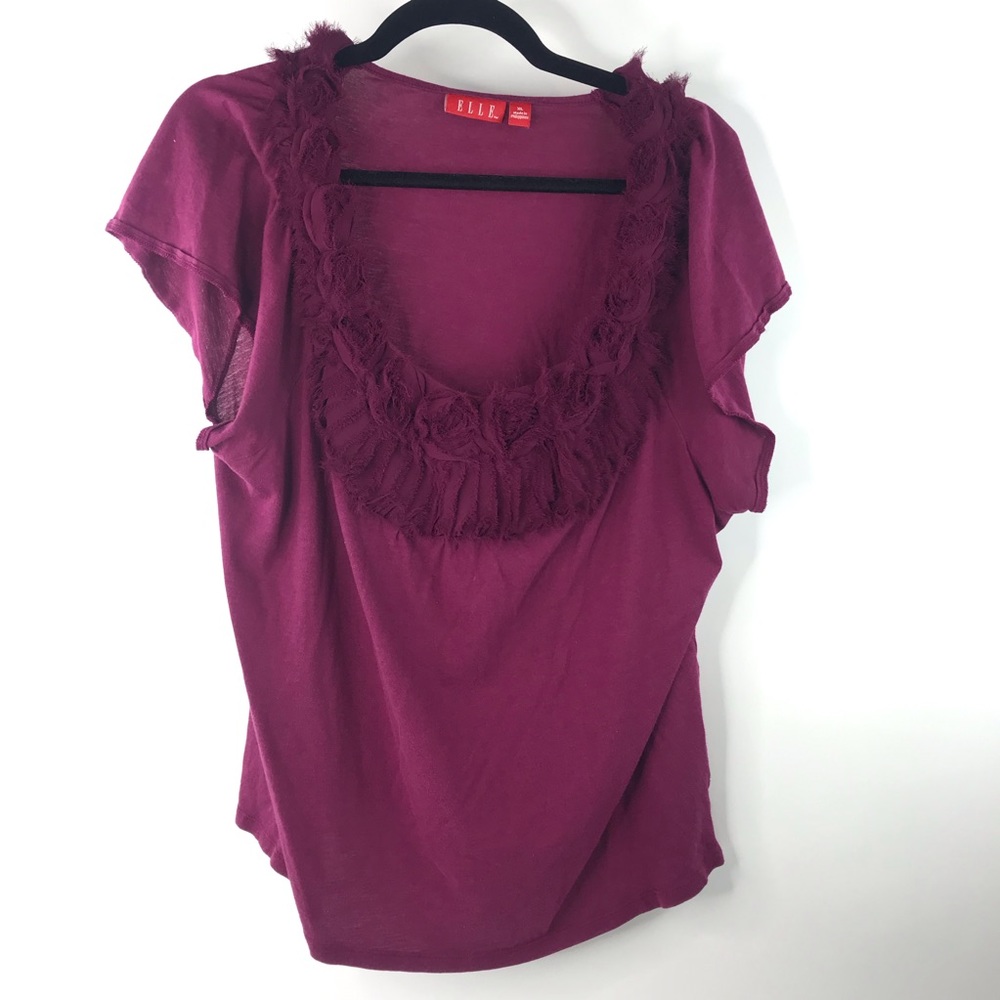3/$30 Elle Cap Sleeve Floral Bow-a Scoop Neck Top